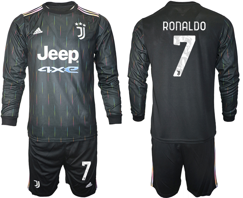 Men 2021-2022 Club Juventus away black Long Sleeve #7 Soccer Jersey->juventus jersey->Soccer Club Jersey